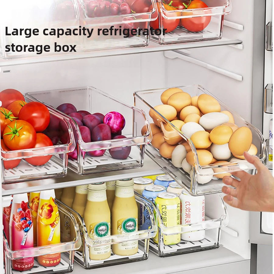 Clear Fridge Organizer, Refrigerator Organizer Bins ,Fridge Organizers and Storage Containers for Fruit, Vegetable, Food, Drinks